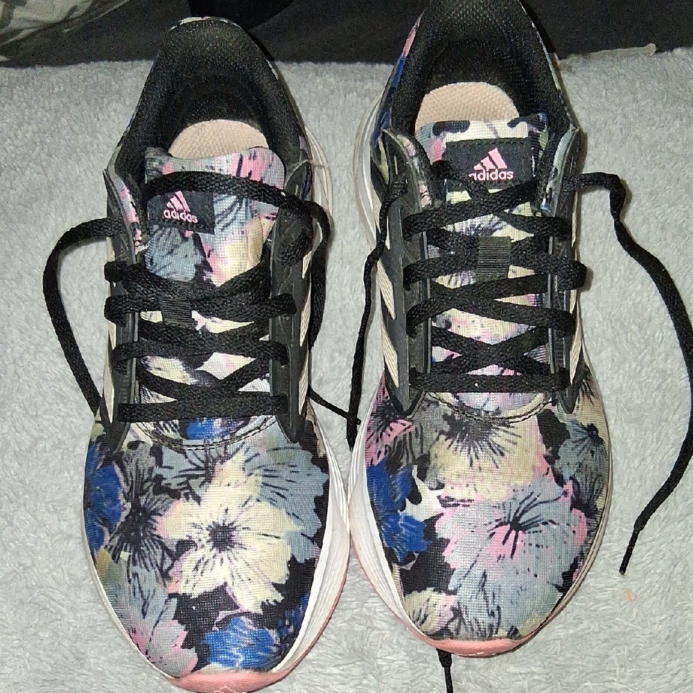 adidas Women’s Floral Athletic Sneakers - Black, Pink, Blue
